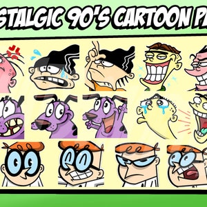90s Cartoons Nostalgic Emote pack for twitch and discord chats.