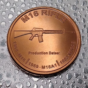 1oz .999 Fine Copper Round; M16 RIFLE; FREE SHIPPING