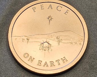 CSM; Peace on Earth Copper Round, Silver Shield 2023, 1oz .999 Fine Copper Art Round