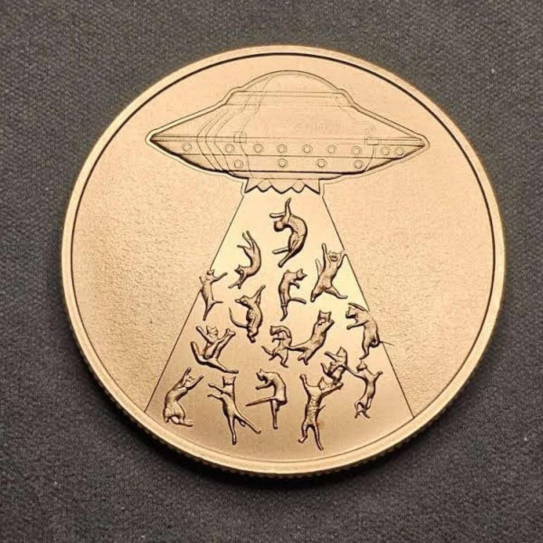 CSM; Alien Abduction Series; Cat Abduction; 1 AVDP Oz .999 Fine Copper ...