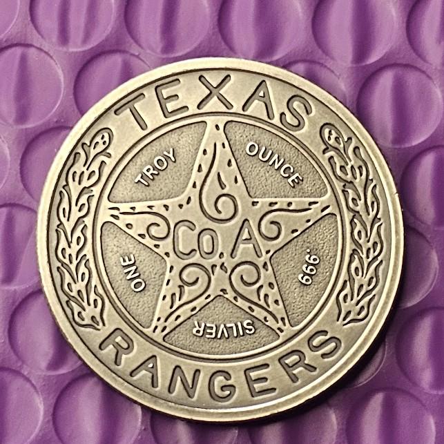 Texas Rangers Novelty Badge - Old West Gold Star Pinback, 1 5/8 Inches, Replica