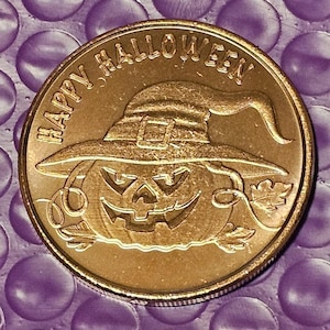 1oz .999 Fine Copper Round; Happy Halloween; FREE SHIPPING