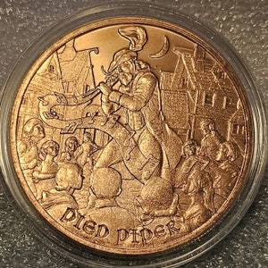 1oz .999 Fine Copper Round; Medieval Legends; Pied Piper; FREE SHIPPING