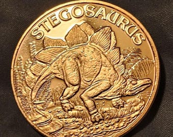 CSM; Stegosaurus; 1oz .999 Fine Copper Art Round.
