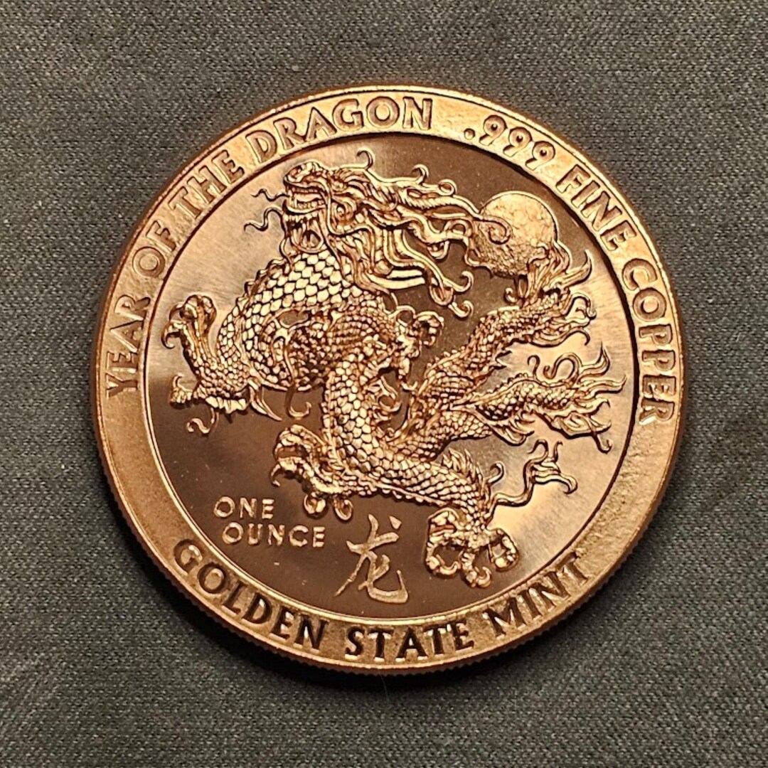 コレクション Year of the Dragon 999 Fine Copper Coin 2 oz Year of the Dragon Copper Round .999 Fine