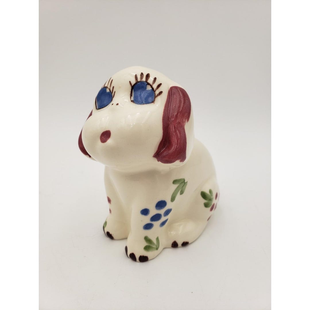 Vintage Block Pottery Puppy Dog Planter Open Eyes Ceramic 1940s ...