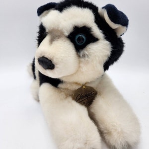 Vintage 1988 Dakin Classique Plush Siberian Husky Dog Stuffed Animal Blue Eyes 11&quot;