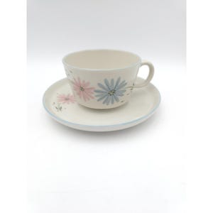 MCM Franciscan Maytime pattern cup and saucer Pink Blue Flowers