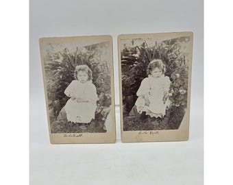 Lot Of 2 Cabinet Card Photos Of Same Little Girl Antique Pictures