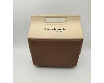 Vintage Igloo Lunchmate Cooler Tan Brown Personal Lunch Box with Tray 1980s