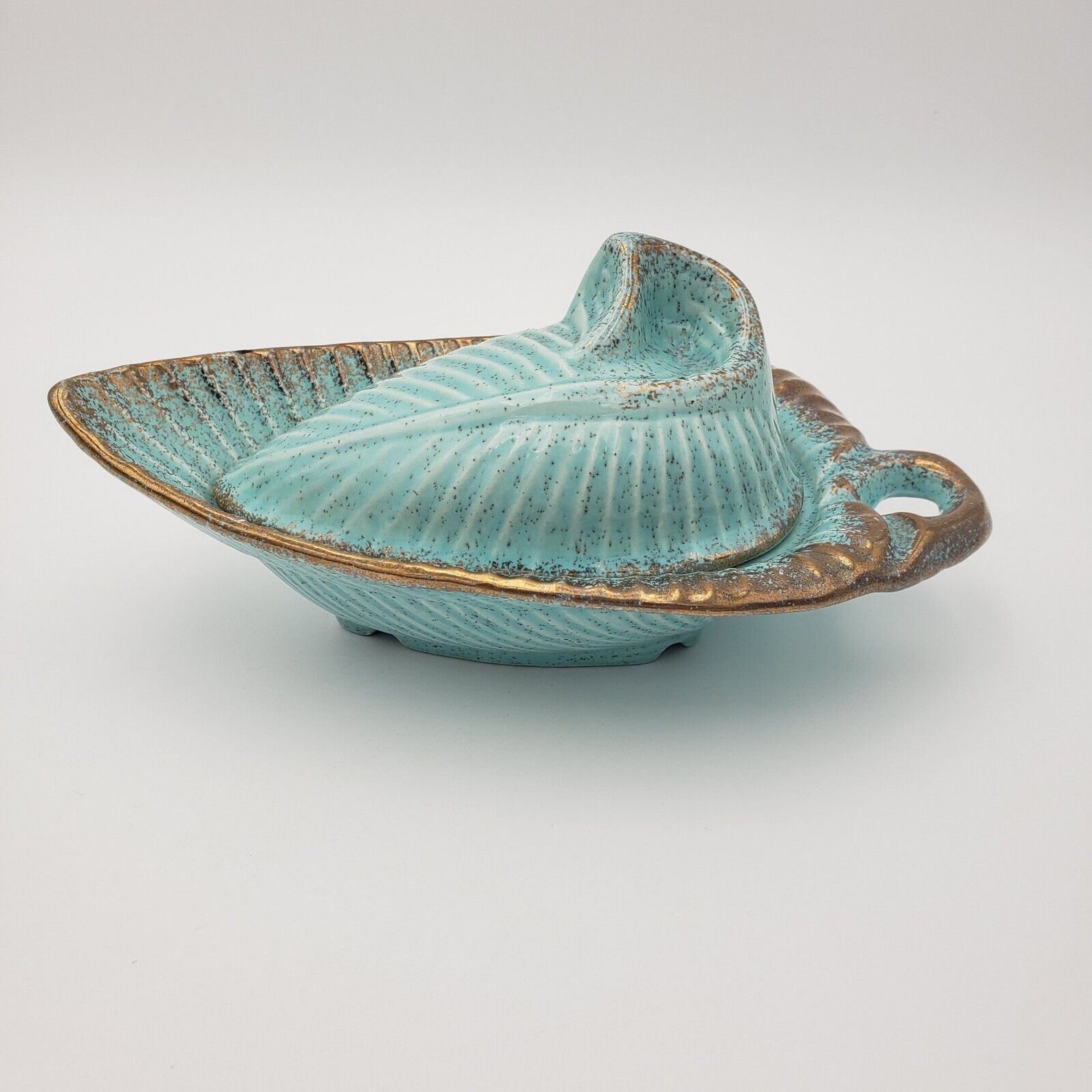 Vintage Mid Century California Originals Lidded Dish 426 Bluegreen