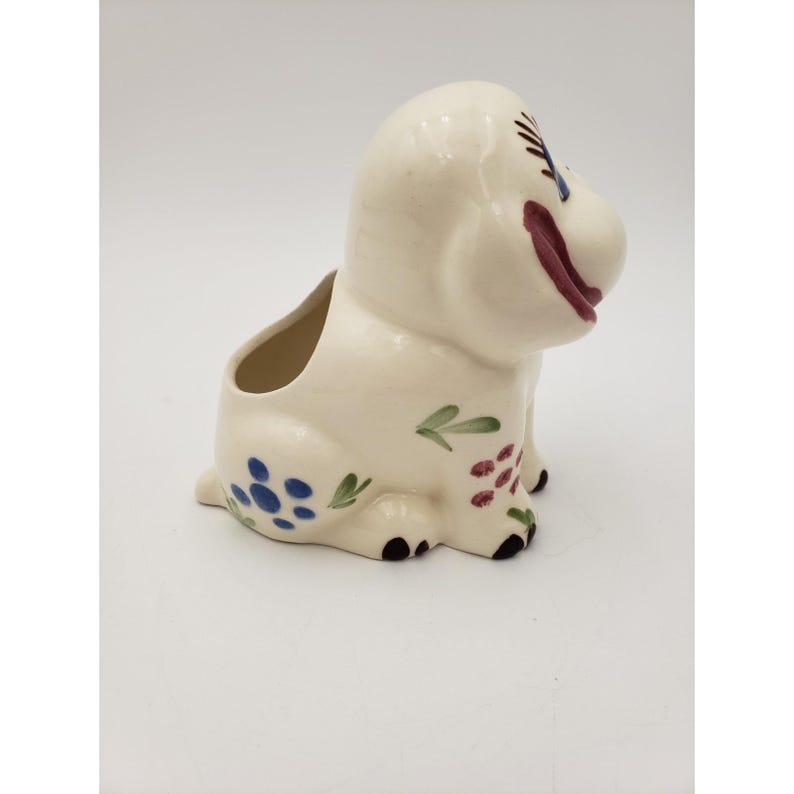 Vintage Block Pottery Puppy Dog Planter Open Eyes Ceramic 1940s ...