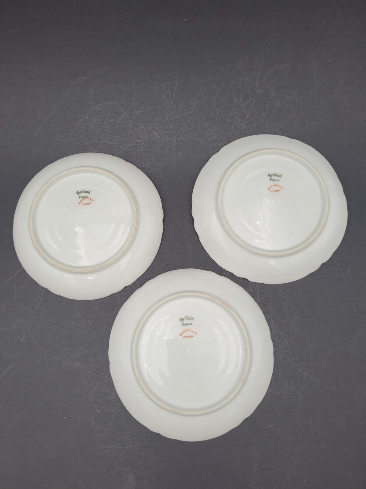 Set of 3 Haviland Limoges Teacups & Saucers Norma Gold 233A Floral