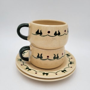 Vintage Metlox Poppytrail Homestead Provincial Cup & Saucer Set of 2 California Pottery