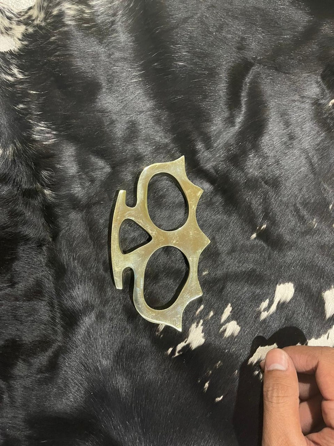 Handmade Brass Knuckle Bowie Knife Hand Blade Etsy