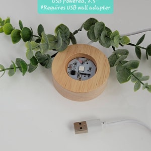 Wood Crystal Light Stand | USB Powered | Round Crytal Light Stand | Colored Light Stand | Crystal Light Stand
