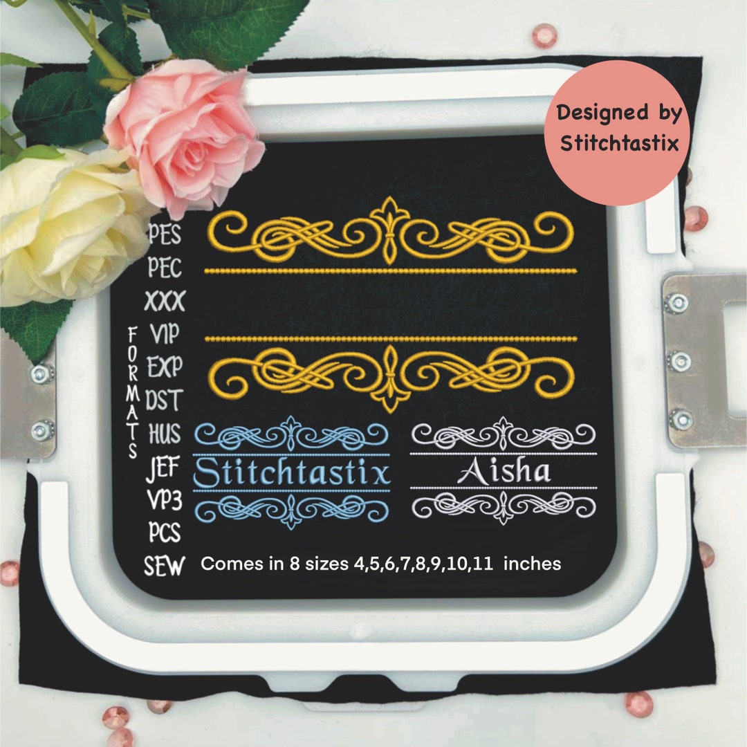 Fall Split Name Frame Vintage Split Name Frame, Swirl Split Monogram Frame Embroidery Machine ...