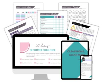 Cahier de travail imprimable pour le nettoyage complet de la maison - Calendrier de nettoyage quotidien, hebdomadaire et mensuel - Nettoyage par pièces * téléchargement instantané *