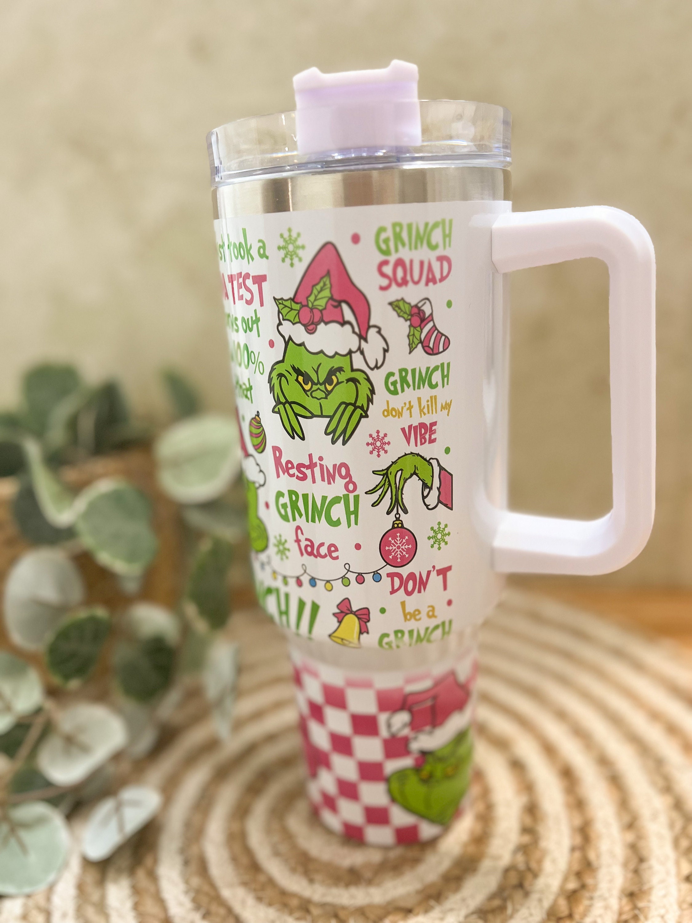 Pink Grinch 40oz Tumbler Stanley Quencher Funny Xmas Gift - The best gifts  are made with Love