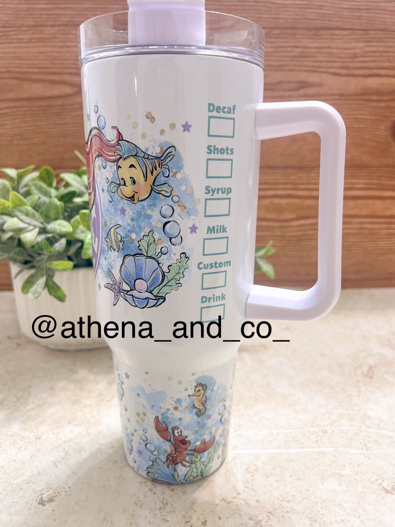 Ariel 40 Oz Tumbler Mermaid 40 Oz Tumbler Travel Mug Stanley Dupe 40 Oz