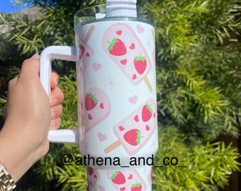 Strawberry Paleta 40 oz| strawberry  40 oz tumbler | 40 oz tumbler| travel mug| Kawaii mug | strawberry paleta