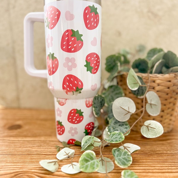 Fraise 40 oz | fraise de 40 oz | Gobelet de 40 oz | tasse de voyage | Tasse kawaii |