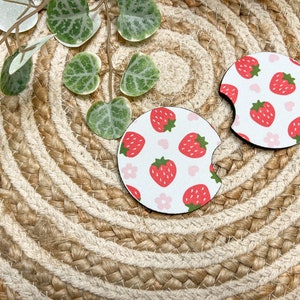 Strawberry Car coaster| Car coasters| Aesthetic Coasters| Cute car coasters| strawberry accessories