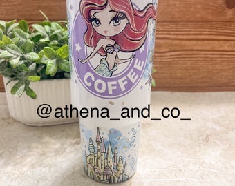 Sirena vaso de 40 oz/ sirena/ vaso de 40 oz/ taza de viaje / vaso de 40 oz con asa/ Magic park Princess