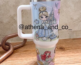 Magic Princess Friends 40 oz tumbler | 40 oz tumbler| travel mug | 40 oz tumbler with handle| Princess tumbler