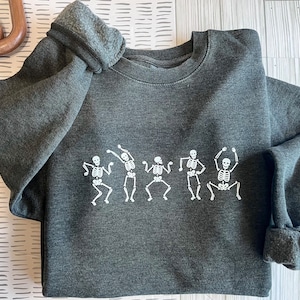 Dancing skeleton Crew Vintage style| Crew neck sweater| cotton sweater| skeleton|