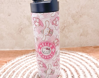 Kitty 20 oz water bottle | 20 oz water bottle| Kawaii tumbler | kawaii kitty| kawaii| water bottle| pink kitty