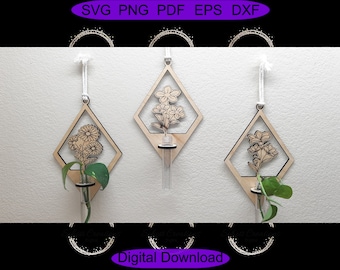 Flower Propagation Station Set of 3, Laser cutter plant propagation, Glowforge tested