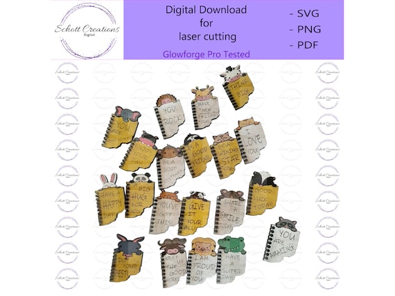 Lunch Box Note Tokens Digital File, Wood tokens for kids, Set of 20, Glowforge tested, Great scrap buster,  File Only!
