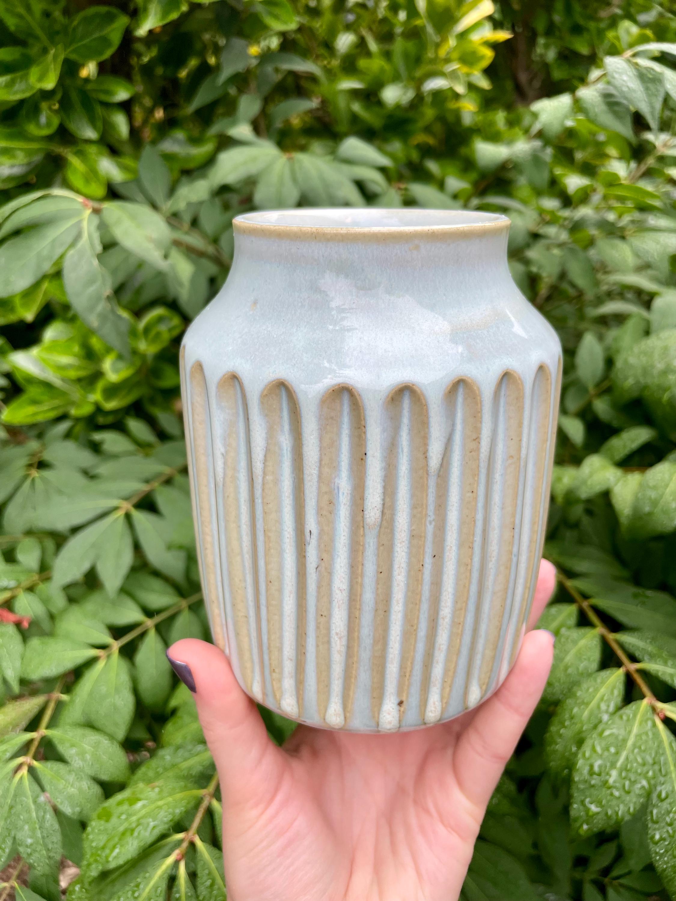 Ceramic Carved Blue Vase - Etsy