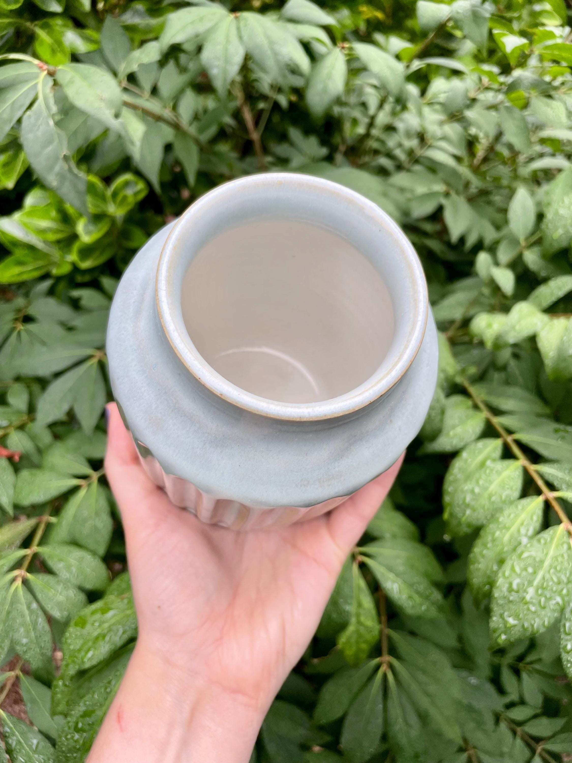 Ceramic Carved Blue Vase - Etsy