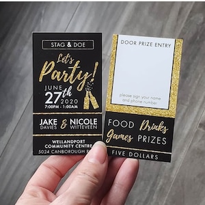 Let&#39;s Party  |  Stag & Doe Tickets  |  Gold and Black  |  Weddings  |  Simple, Modern  | Wedding Fundraiser  |  Jack and Jill