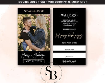 Black Classic Design with Photo Tickets  |  Stag & Doe  |  Weddings  |  Jack and Jill  |  Wedding Fundraiser  |  Black and White