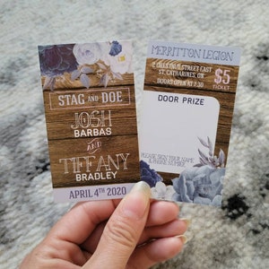 Purple Blue Floral  |  Stag & Doe Tickets  |  Weddings  |  Simple and Classic  |  Rustic  |  Wood background
