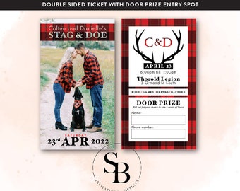 Rustic Red and Black Plaid Tickets  |  Stag & Doe  |  Buck and Doe  |  Weddings  |  Wedding Fundraiser |  Jack and Jill