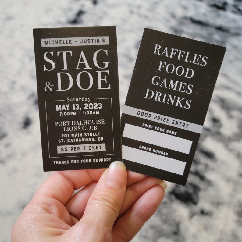 Simple Black and Grey Stag & Doe Tickets Buck and Doe Weddings Classic Modern image 2
