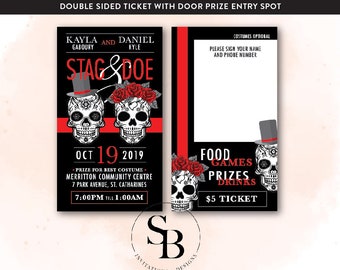 Halloween Skull Tickets  |  Stag & Doe  |  Weddings  |  Fun Themed  | Wedding Fundraiser |  Jack and Jill  |  Red and Black
