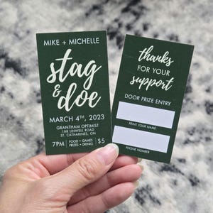 Forest Green Stag and Doe Tickets  |  Weddings  |  Modern  |  Jack and Jill  |  Wedding Fundraiser  |  Simple and Fun