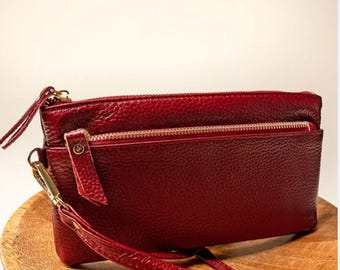 COACH Vintage Multifunction Purse/wallet in Dark Red With Keychain