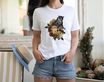 Boho Owl shirt- Owl Floral shirt- Boho Floral shirt-Owl and flower shirt-Owl Lover's shirt