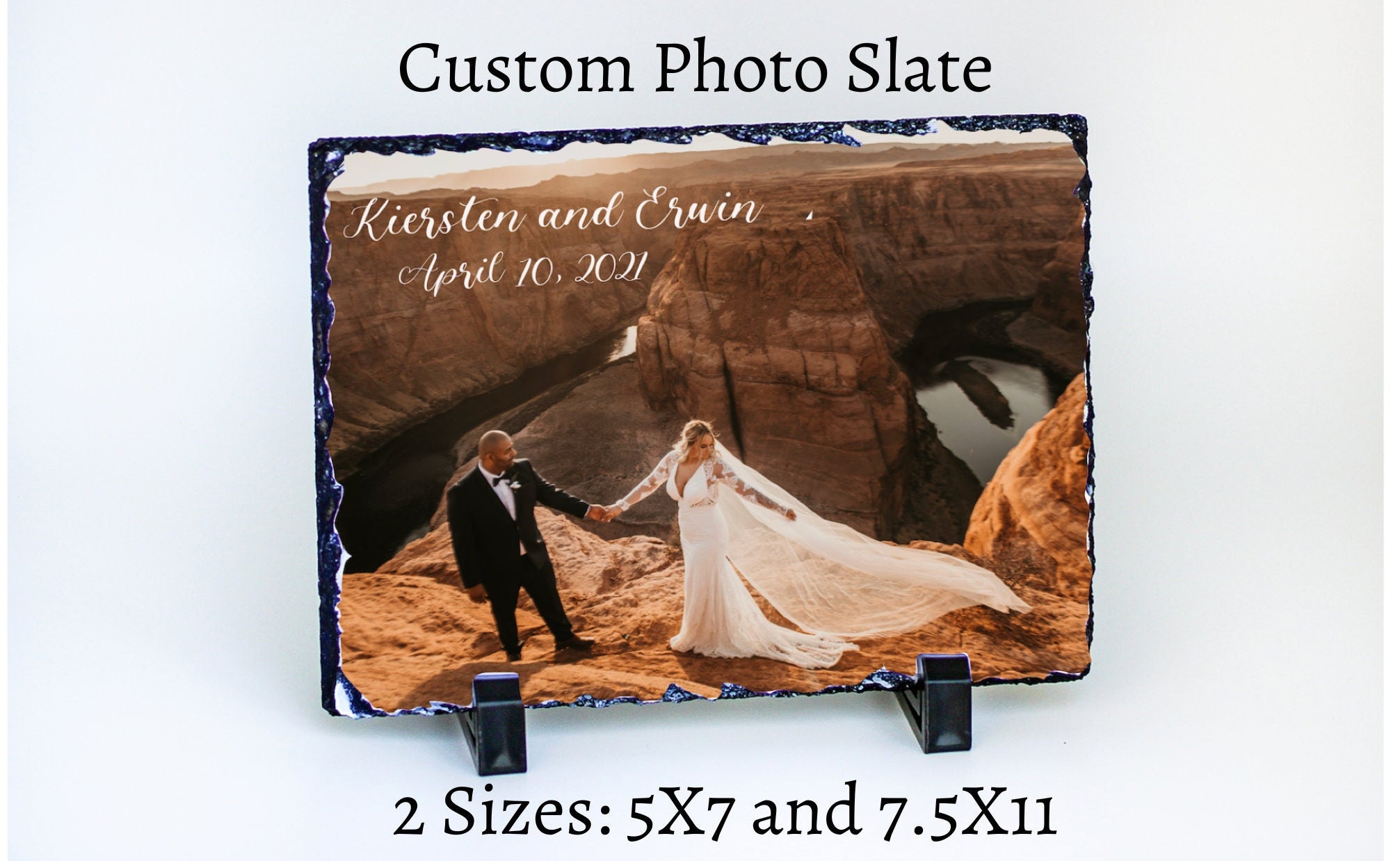 Vesub 4 Pcs Sublimation Slate Rock Blanks, 5.55 x 7.66 Inch Rectangular  Sublimation Stone Slate with Display Holder,Custom Photo Frame for Cricut