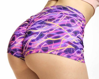 Neon Booty Shorts, High Waist Twerk Shorts, freches Outfit fürs Fitnessstudio