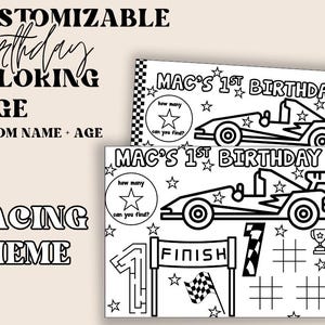 Custom Birthday Coloring Page | Race Car
