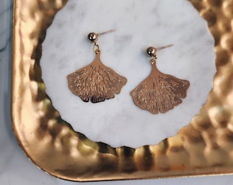 Gilded Ginkgo Earrings | Nature-Inspired Jewelry  Ginkgo Leaf Accessories Delicate Nature Charms Minimalist Botanical Jewelry Timeless