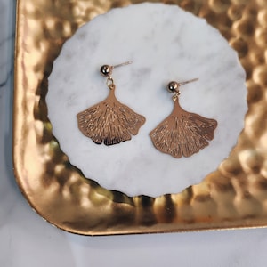 Gilded Ginkgo Earrings | Nature-Inspired Jewelry  Ginkgo Leaf Accessories Delicate Nature Charms Minimalist Botanical Jewelry Timeless