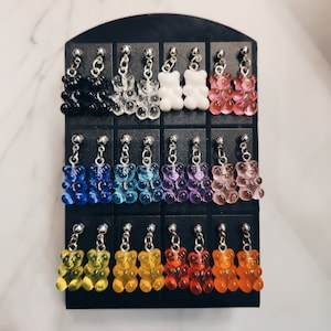 Dark Gummy Bear Earrings | Sweet Candy Jewelry Novelty Food-themed Accessories Whimsical Cute Candy-inspired Earrings Colorful Candy Fashion